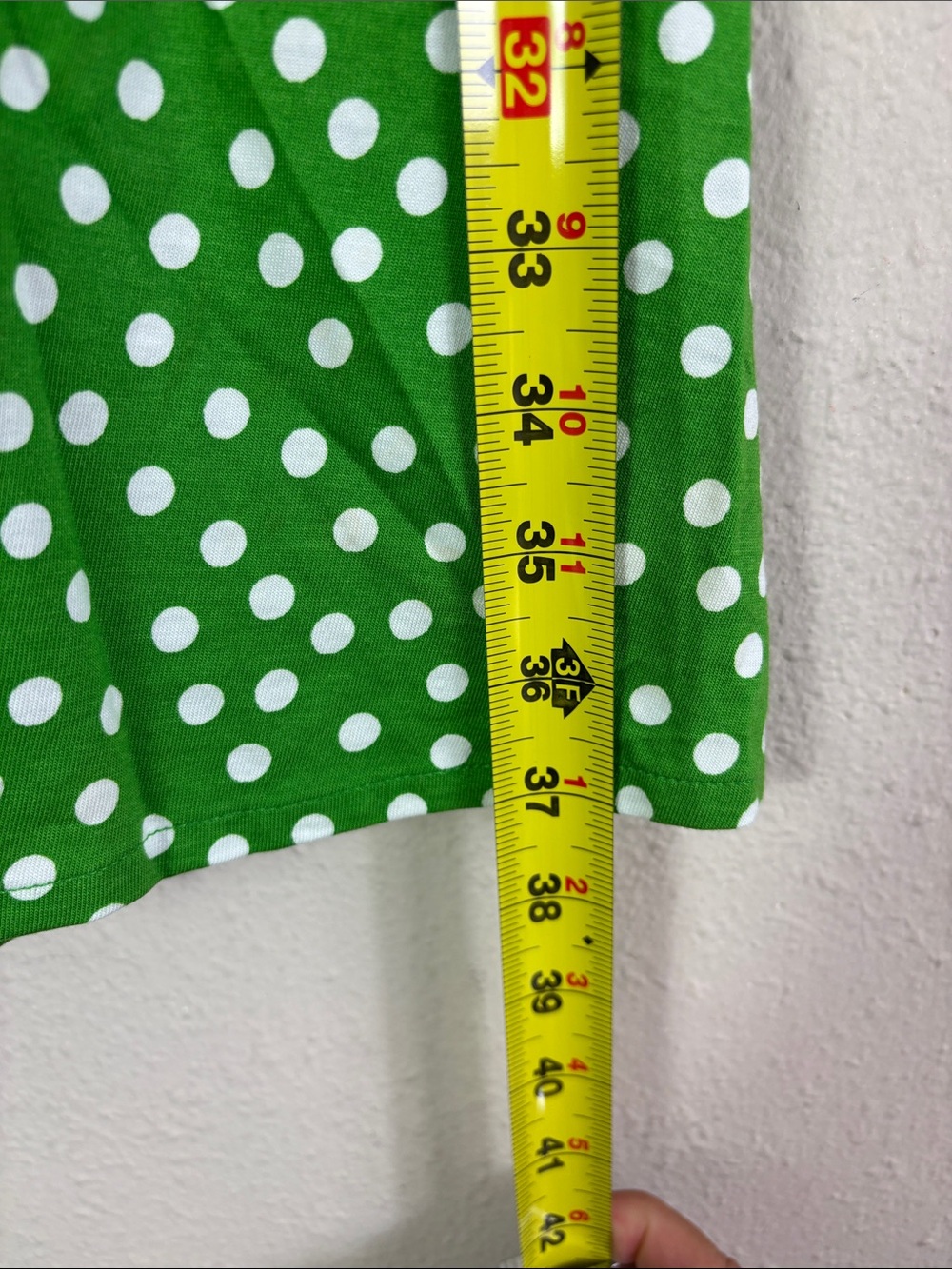 Boden Louisa Short Jersey Dress Green White Polka Dot size 4 R - Picture 9 of 9